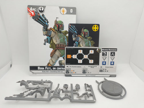 Boba Fett on sprue with unit cards for Star Wars Shatterpoint