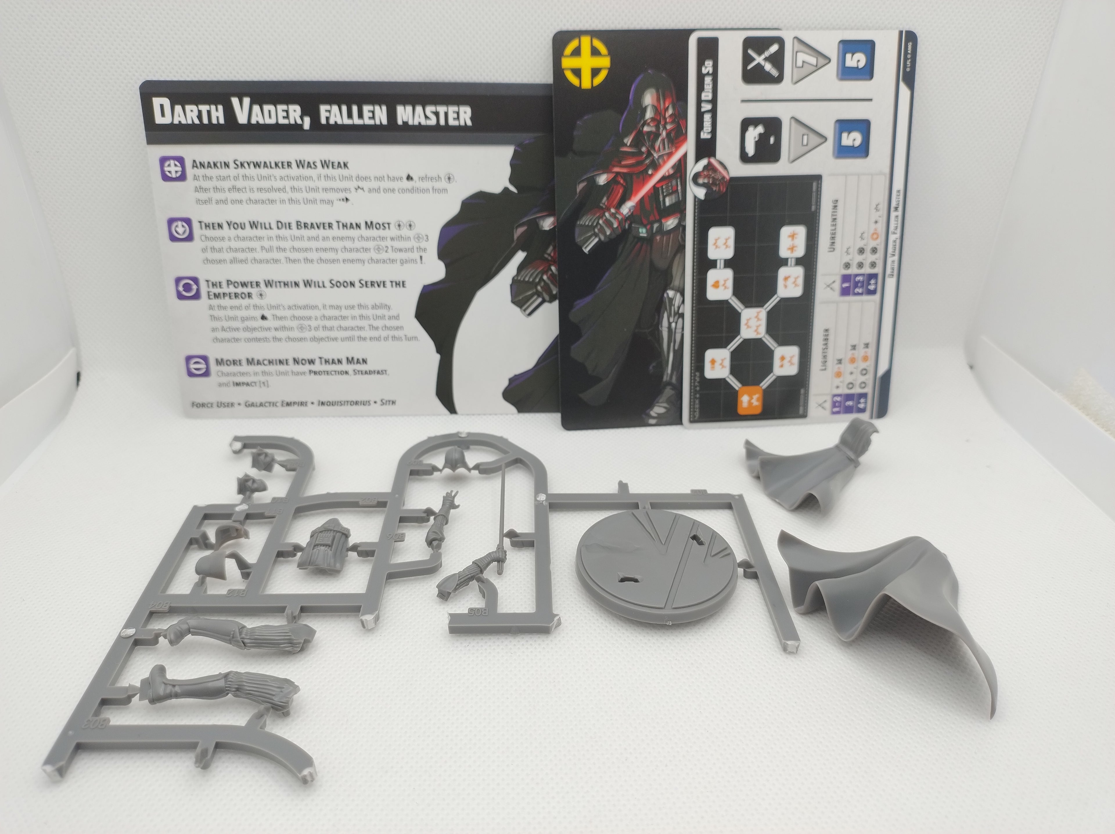 Darth Vader model on sprue with cards for Star Wars Shatterpoint