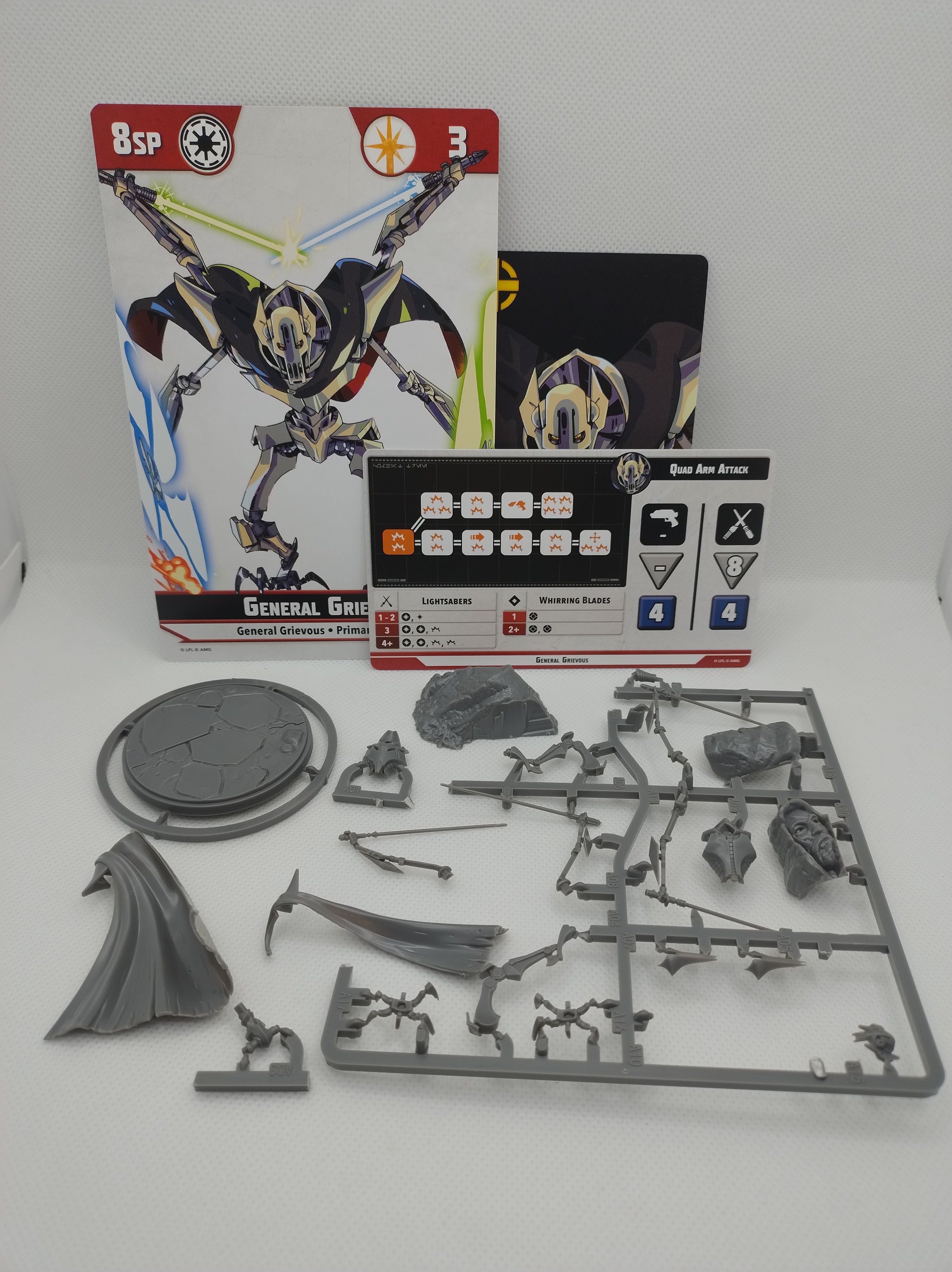 General Grievous on sprue with cards for Star Wars Shatterpoint