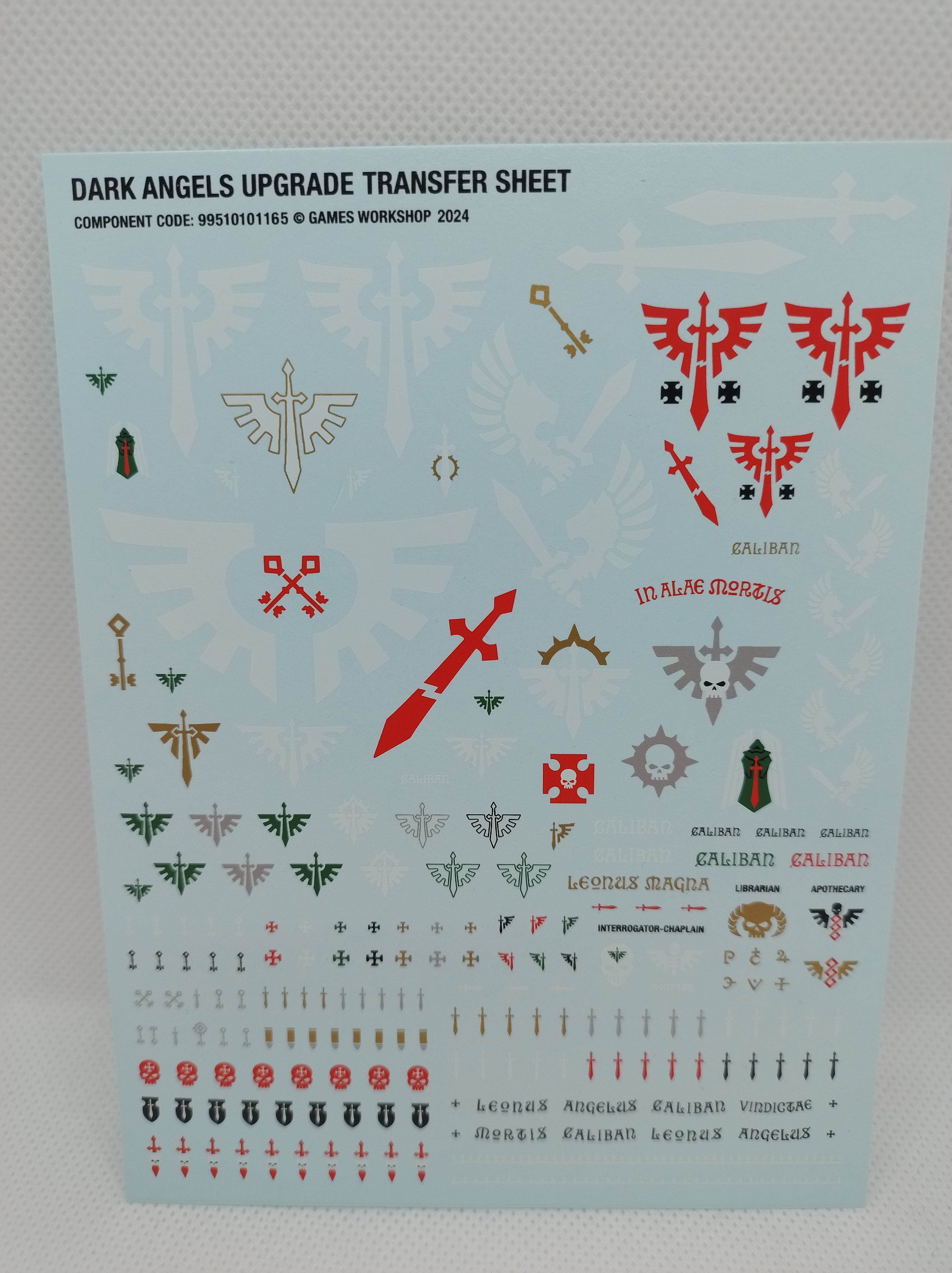 Transfers for 40k: Dark Angels Upgrade Transfer Sheet 2024