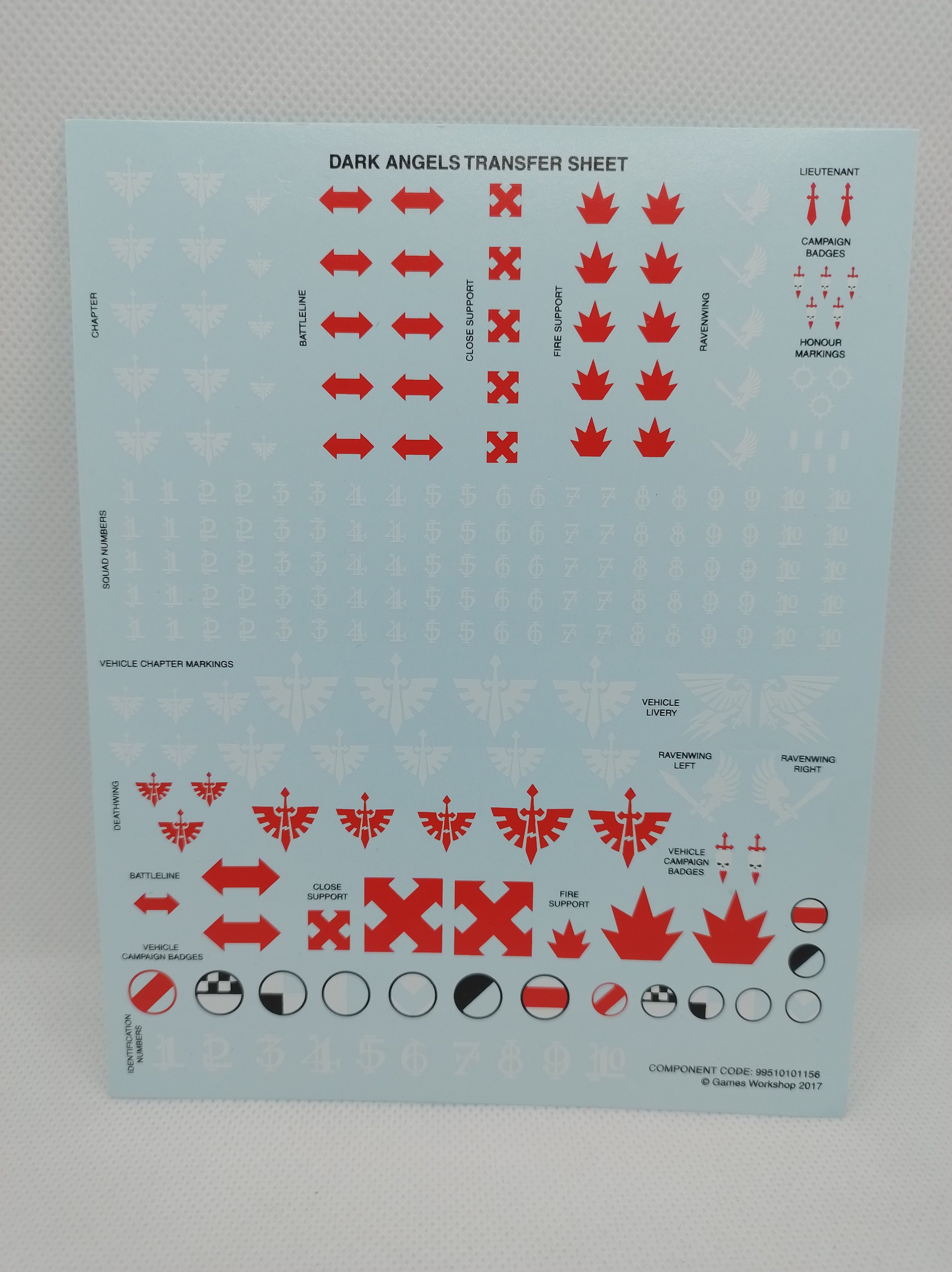 Transfers for 40k: Dark Angels Upgrade Transfer Sheet 2017