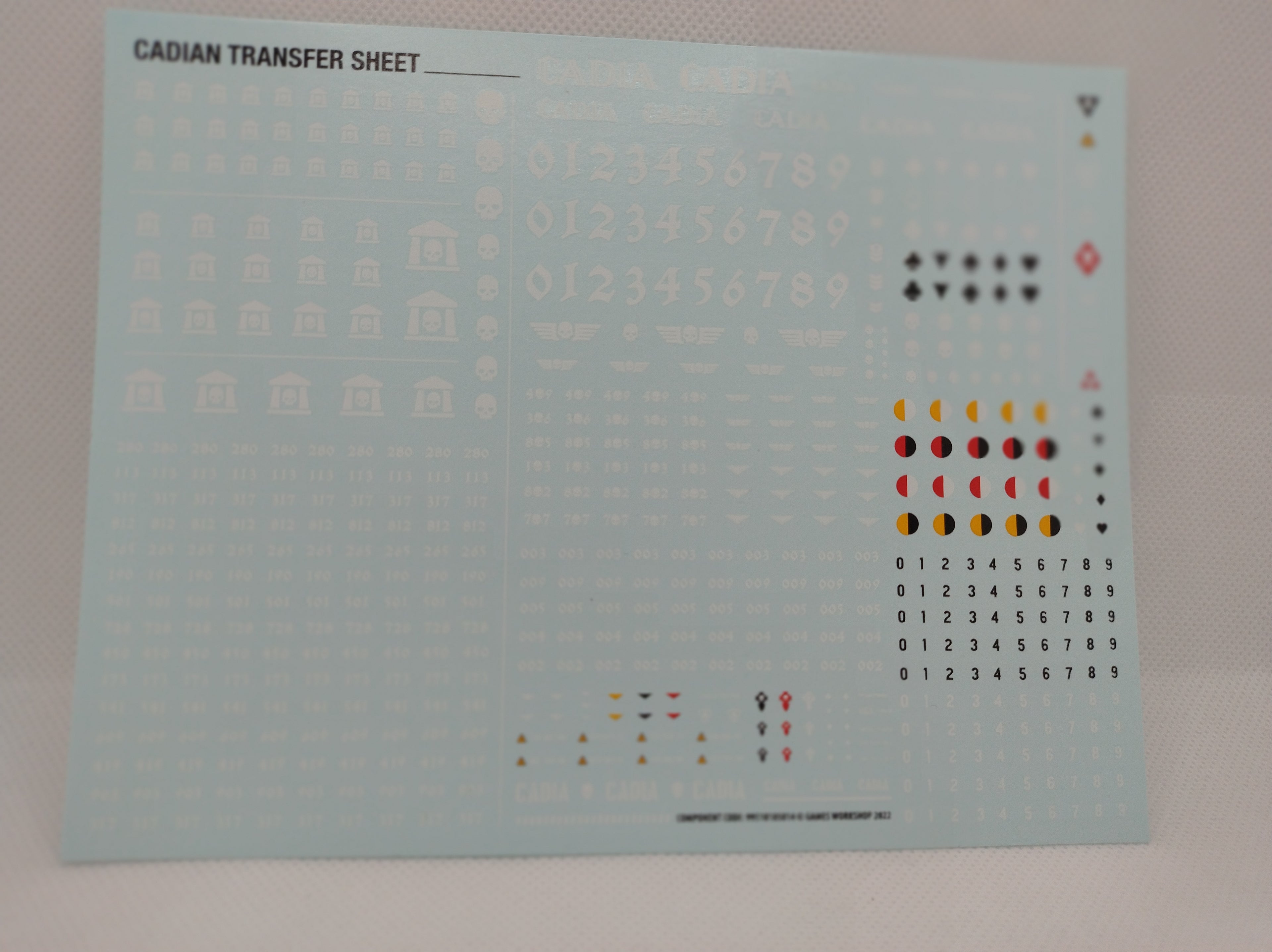 Transfers for 40k: Cadian Transfer sheet 2022