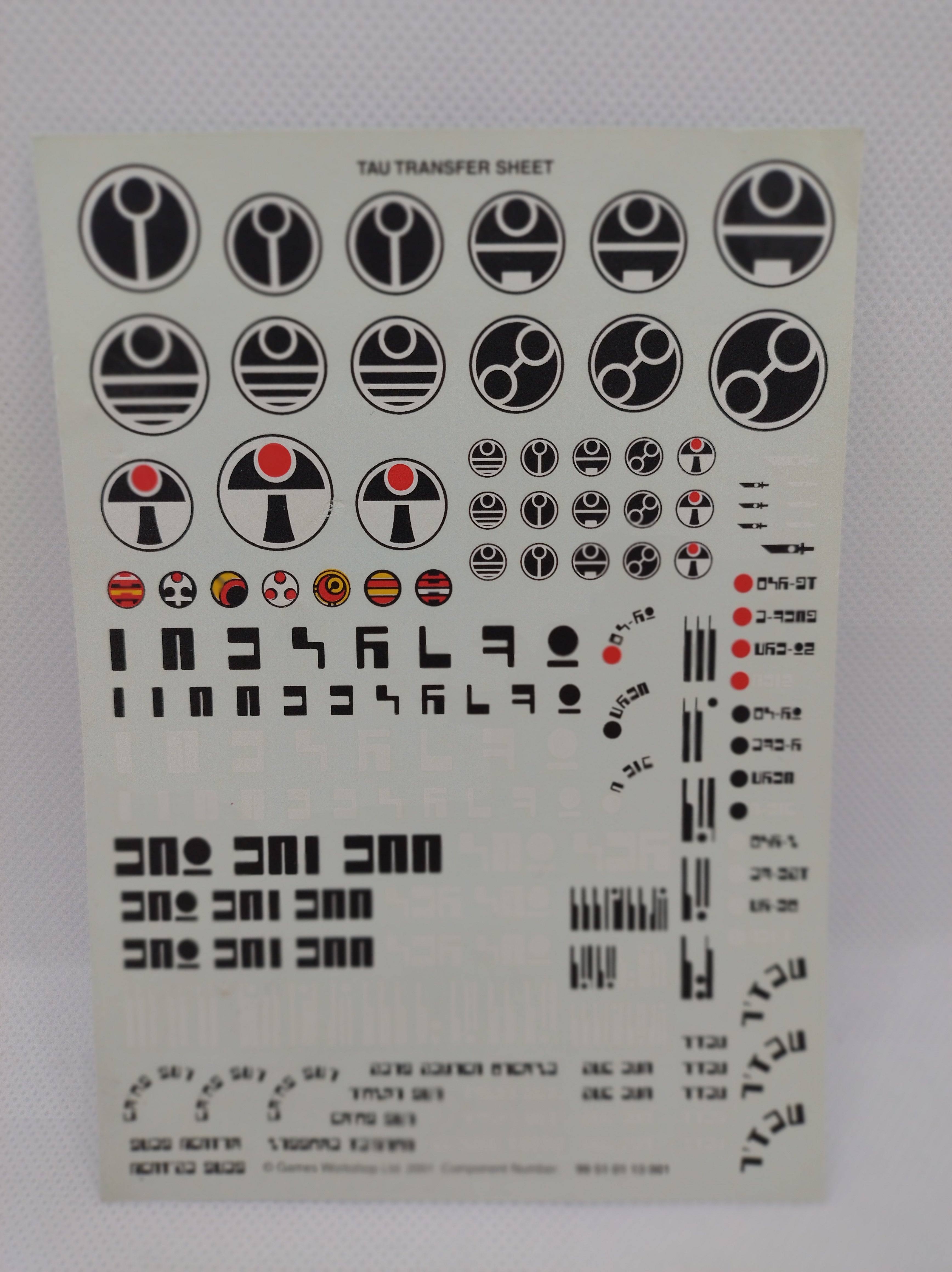 Transfers for 40k: Tau Transfer sheet 2001