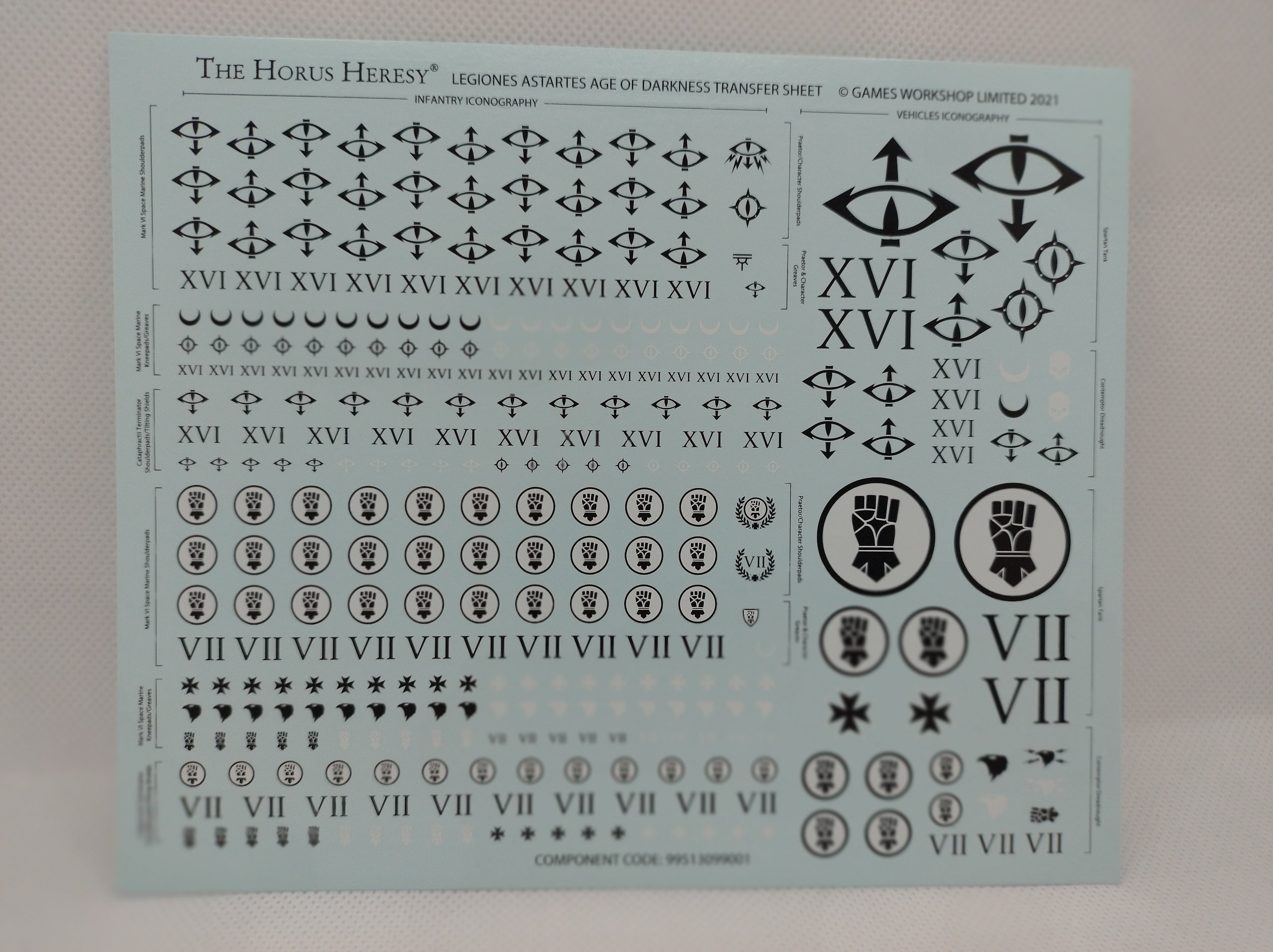 Transfers for 30k: Legions Astartes Transfer sheet 2021