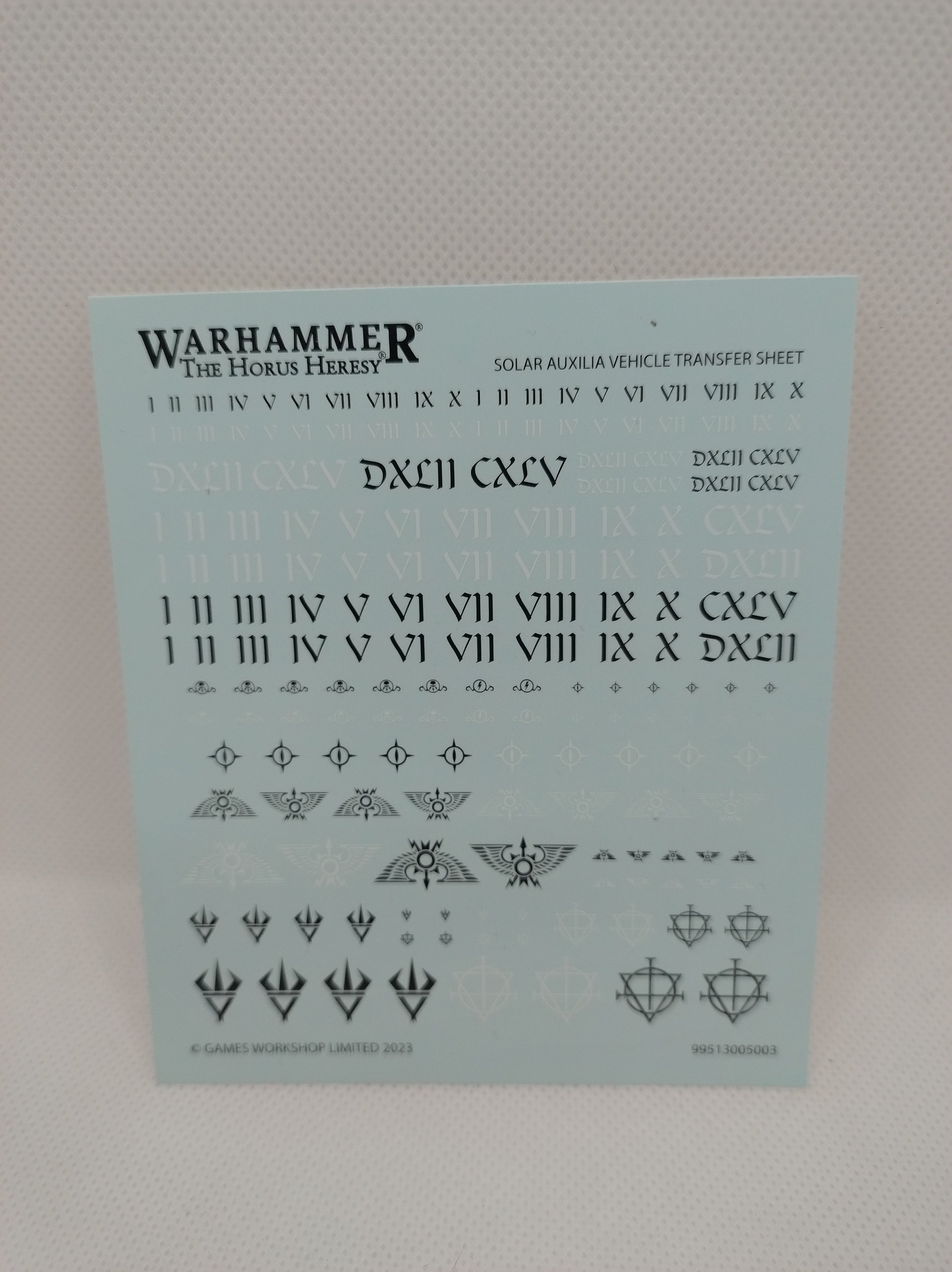 Transfers for 30k: Solar Auxilia Vehicle Transfer sheet 2023