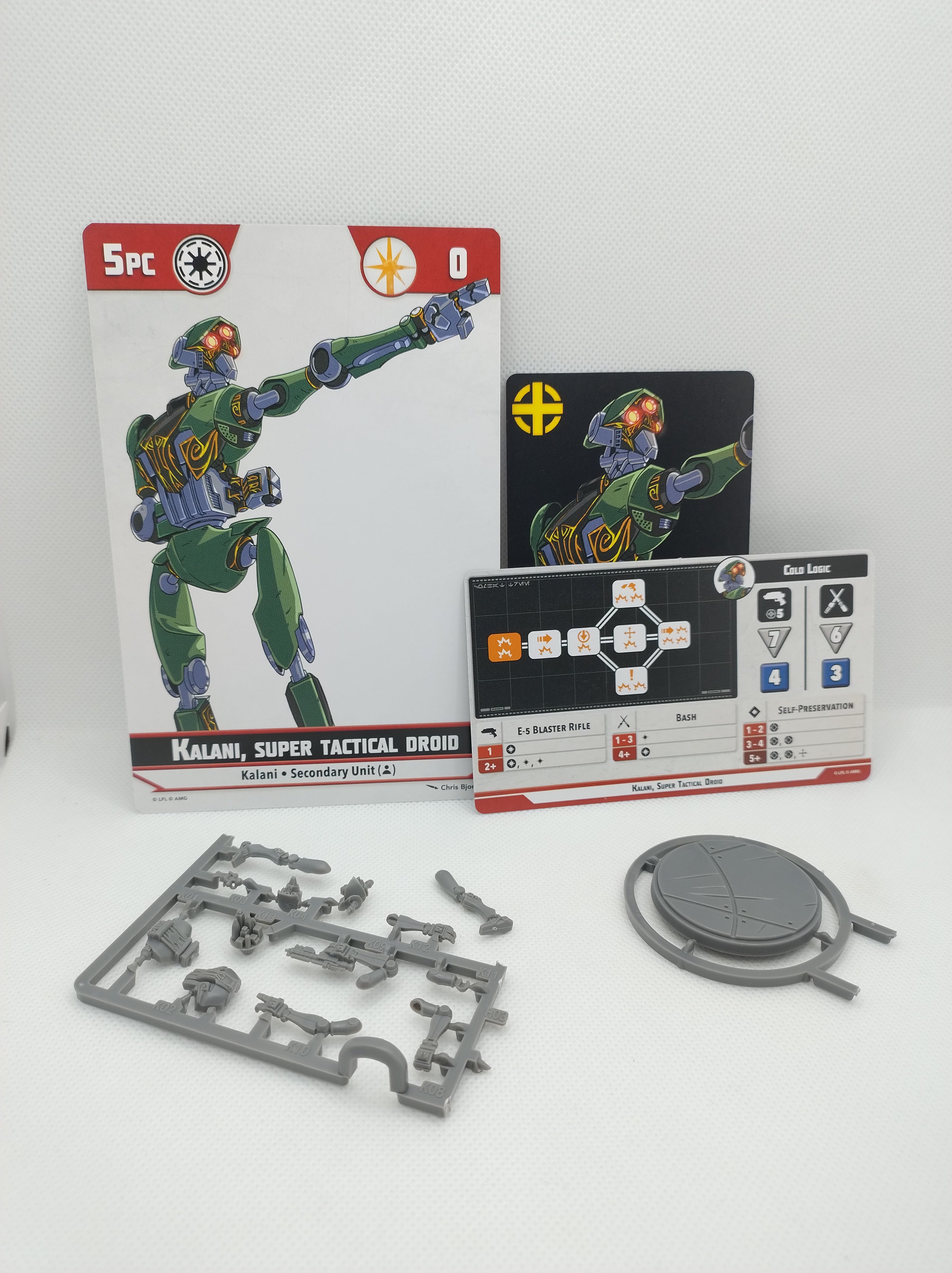 Kalani (Super Tactical Droid) on sprue with cards for Star Wars Shatterpoint